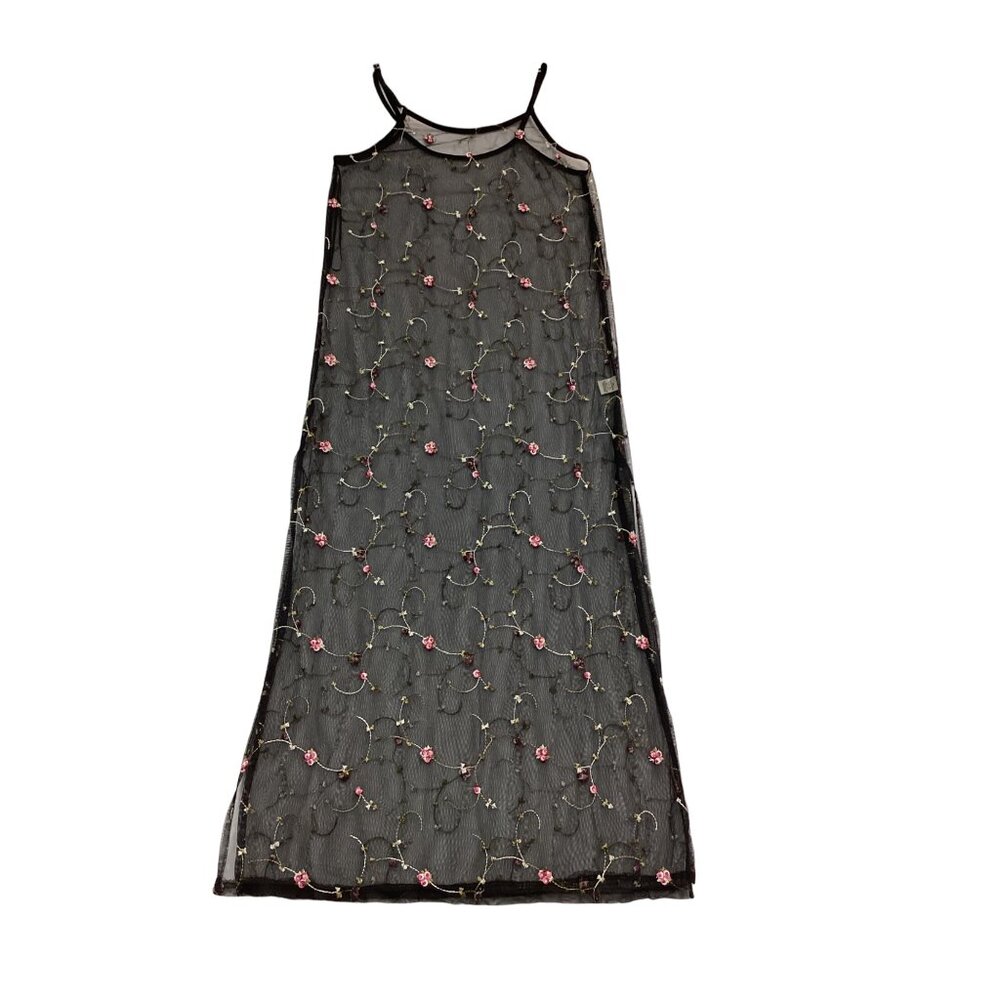 Black Foral Mesh Dress #2001